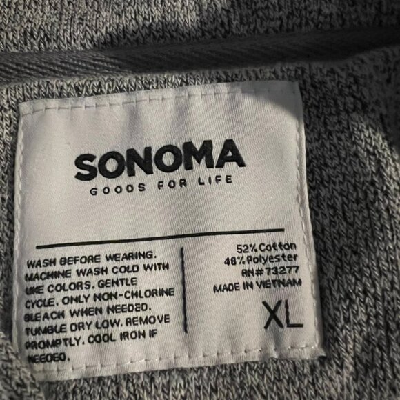 Sonoma Grey 1/4 Zip Pullover Sweatshirt XL Cotton/Polyester‎ Blend - Picture 4 of 4